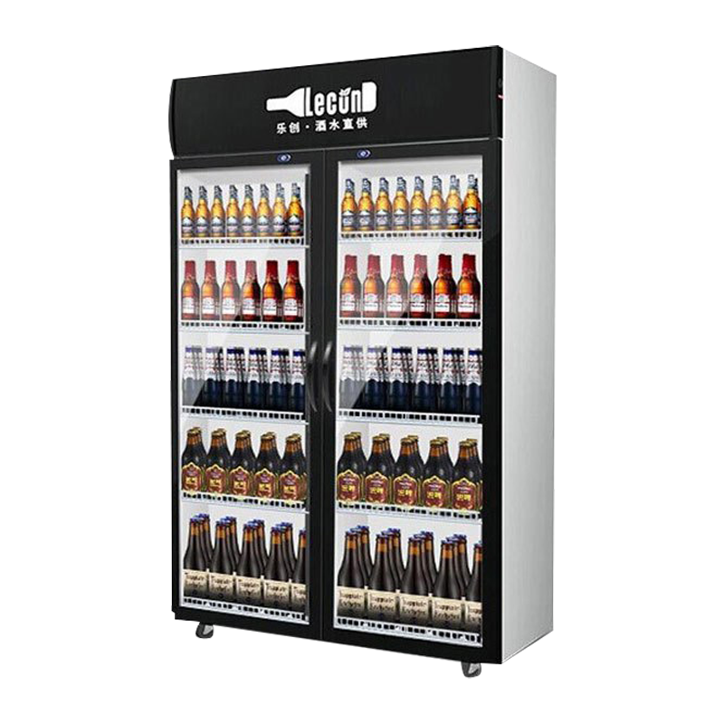 乐创(lecon) 饮料柜展示柜冷藏柜立式冰柜商用冰箱饮品啤酒蔬菜水果保鲜冷柜鲜花柜陈列柜 双门风冷上机组普通门经典黑