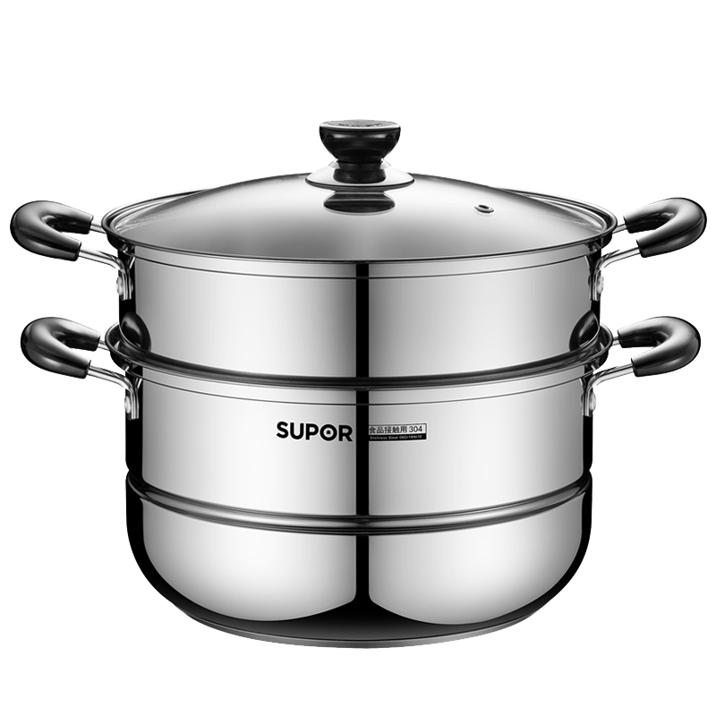 苏泊尔(SUPOR)304不锈钢双层蒸锅26cm汤锅二层蒸屉三层大蒸笼电磁炉通用蒸馒头锅EZ26BS05