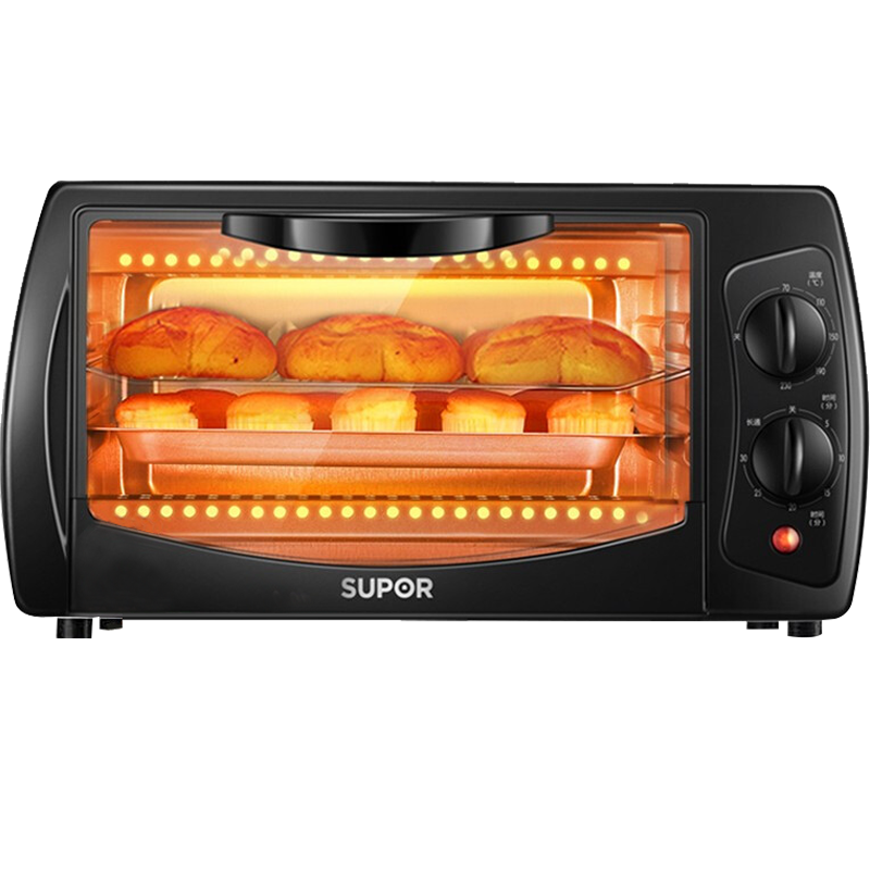 苏泊尔(SUPOR)电烤箱 家用10L升烘焙小型烤箱多功能全自动早餐机迷你家庭宿舍烤箱 黑色K10FK810
