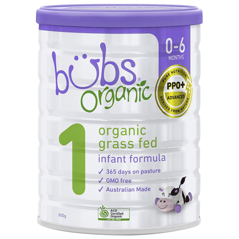保税-贝儿(Bubs)婴幼儿有机草饲牛奶粉1段800g/罐装 澳洲原装进口婴幼儿一段奶粉适合0-6个月-效期到23.11