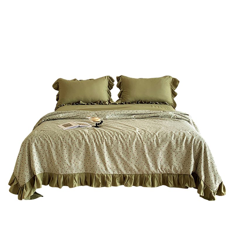 南极人(NanJiren)家纺 双层纱夏凉被四件套夏被可机洗单双人花边空调被夏季薄被子