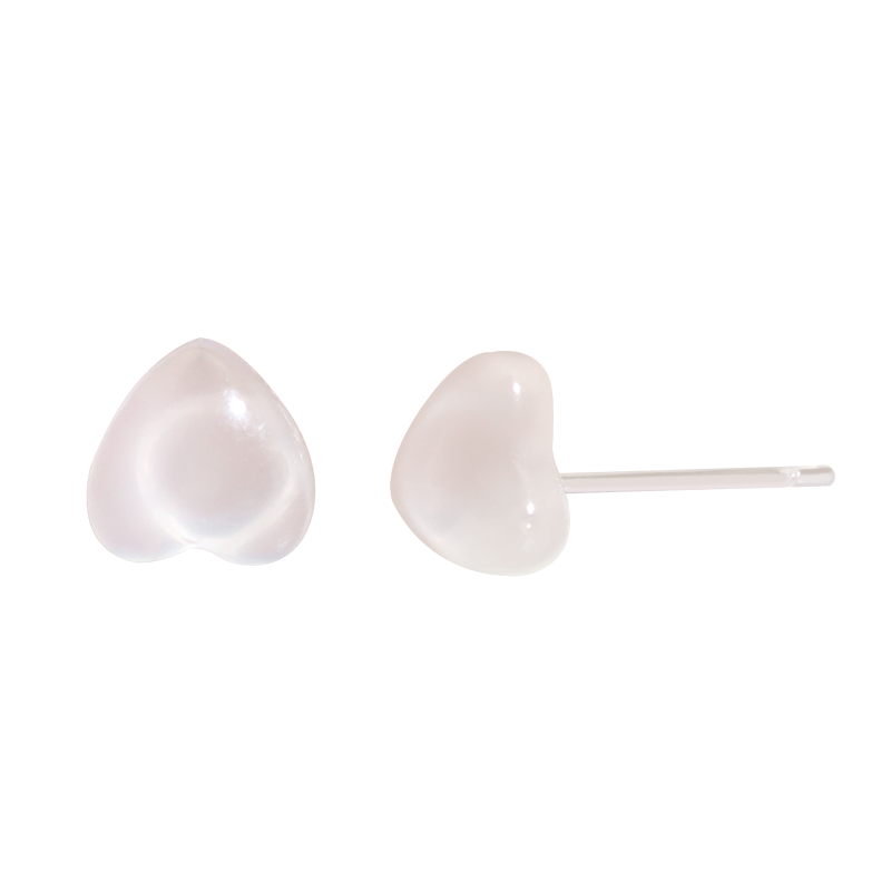 Kulana透明隐形爱心树脂耳钉养耳洞耳针小巧简约不易过敏心形耳环女