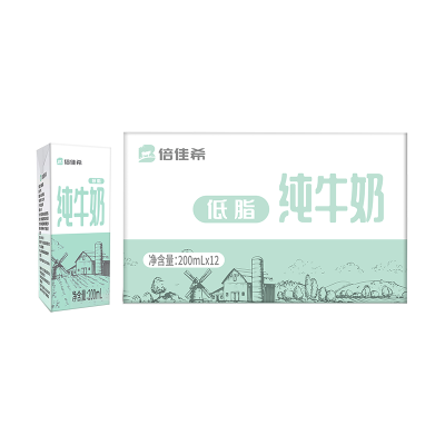 倍佳希低脂牛奶200ml*12盒纯牛奶整箱早餐奶