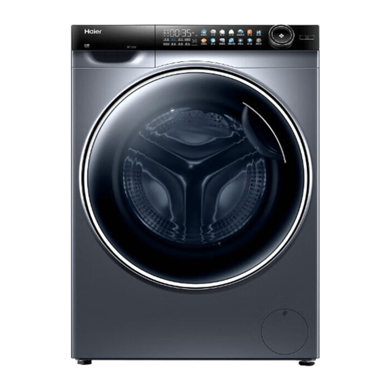 海尔(Haier)滚筒洗衣机全自动10公斤一级能效变频洗脱一体晶彩屏智能投放除菌螨超薄洗衣机G100318HBD14LS