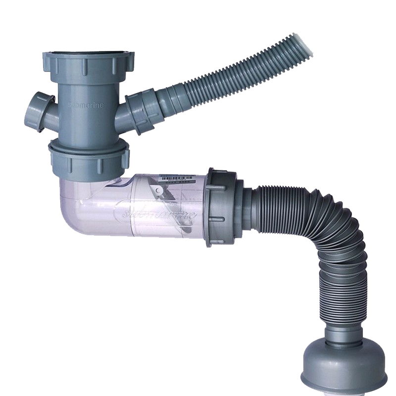 潜水艇厨房洗菜盆下水管单槽防臭水槽下水器洗碗池排水道管下水三通配件