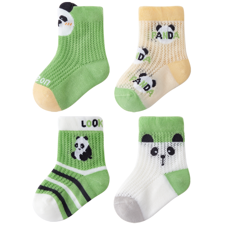 贝比婴儿袜子夏季薄款新生儿纯棉短款网眼袜宝宝无骨透气中筒袜子