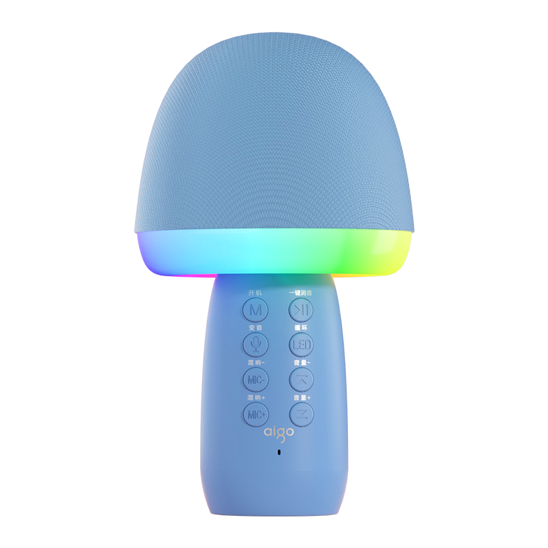 爱国者K1蓝色无线蓝牙麦克风手持话筒主持K歌直播家庭KTV儿童表演