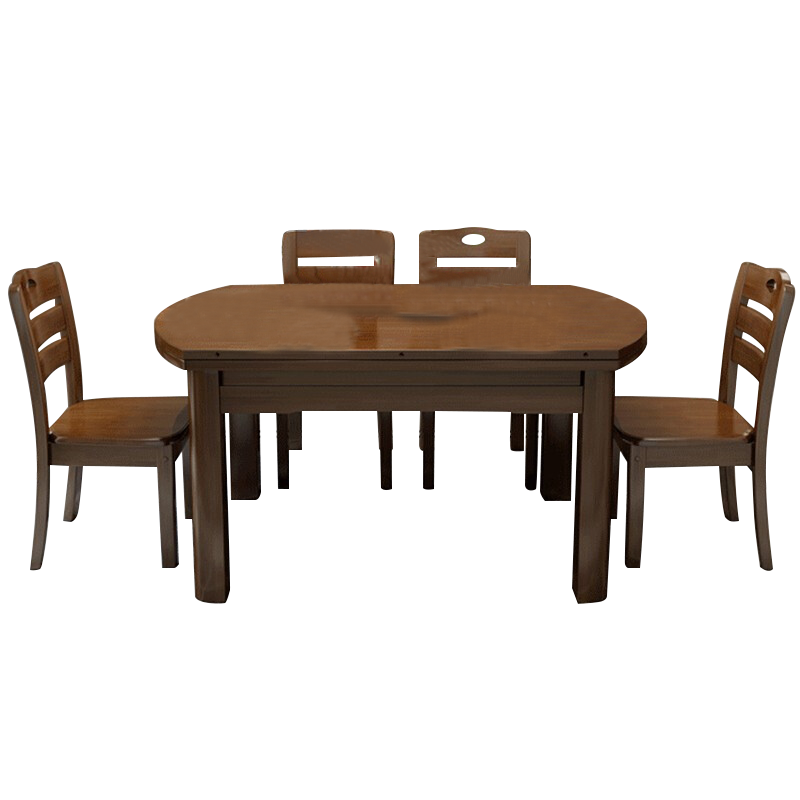 百冠环球 木餐桌组合伸缩折叠现代简约家用小户型木餐桌大圆形饭桌子简约长方现代家具可折叠