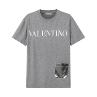 华伦天奴 VALENTINO 男士棉质Valentino Embossed圆领短袖T恤XV3MG10V 84N