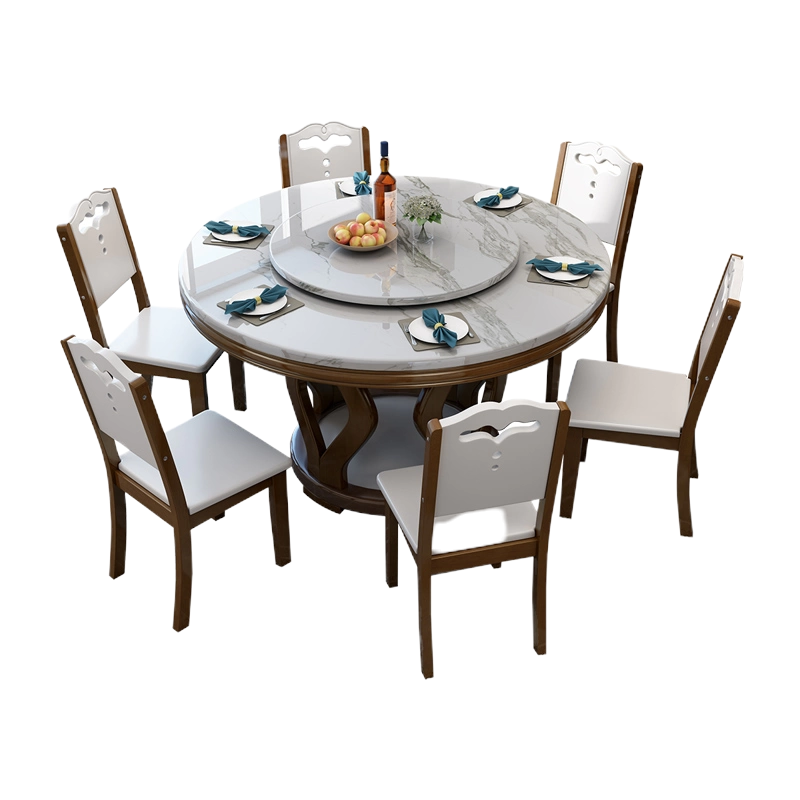 锐取 餐桌 岩板餐桌椅组合大小户型实木圆桌现代简约家用大理石圆桌餐厅酒店饭店食堂火锅电磁炉饭桌