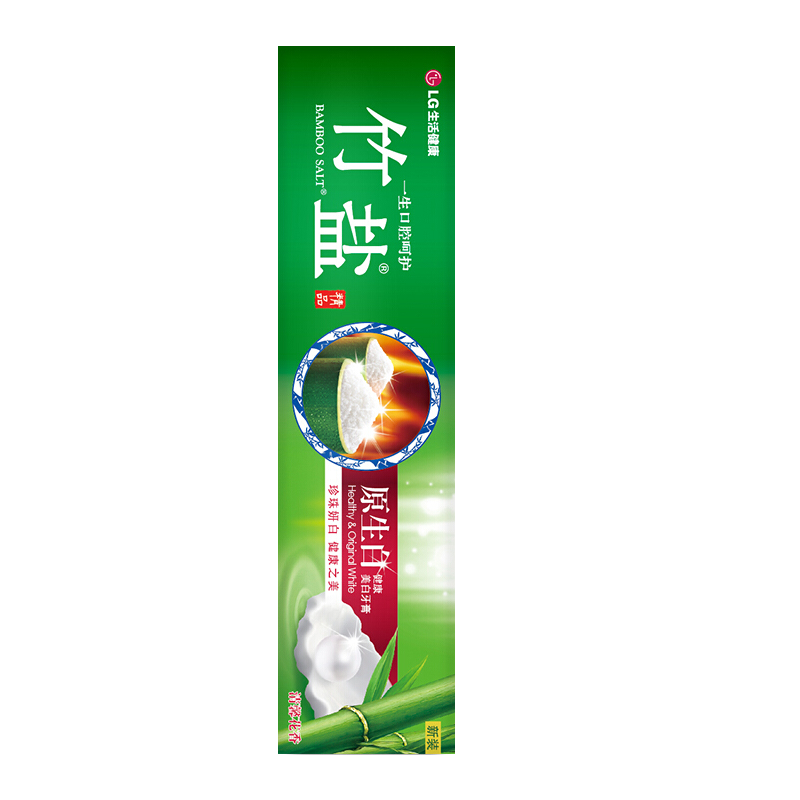 LG竹盐原生白牙膏145g(清馨花香)口气清新 珍珠精华 清洁因子