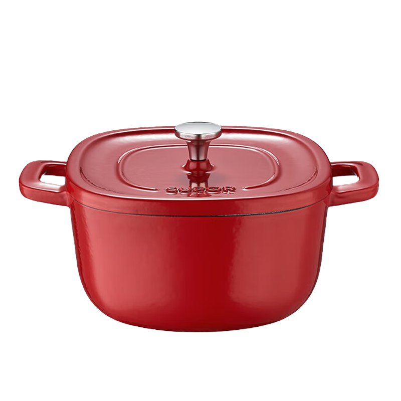 苏泊尔(SUPOR)铸铁珐琅锅22cm汤锅焖煮锅3.4L浆果红 (适合3-5人使用) ET22JAF01-R