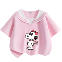 史努比(SNOOPY)女童短袖T恤纯棉儿童夏季校园风纯棉休闲上衣女孩童装23TD03