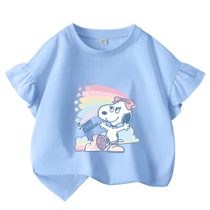 史努比(SNOOPY)女童短袖T恤纯棉夏季洋气上衣儿童装衣服卡通版女孩半袖23TD02