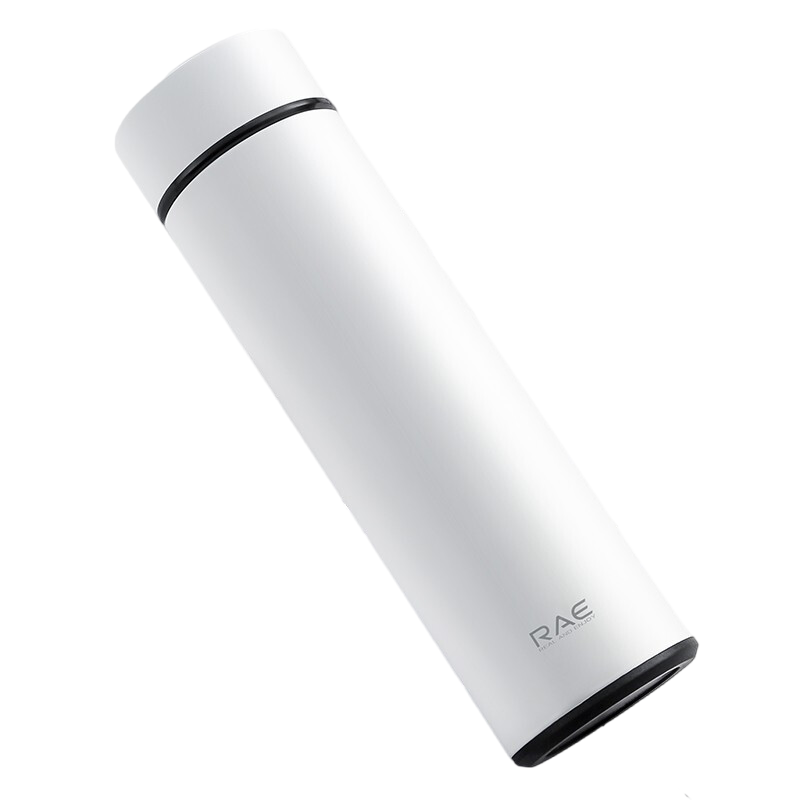 然也(RAE)智能保温杯男带温度显示316不锈钢杯子女办公水杯500ml 珍珠白Z97