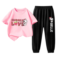 史努比(SNOOPY)女童套装夏季薄款短袖小女孩半袖中童纯棉t恤防蚊裤两件装 D+NAL