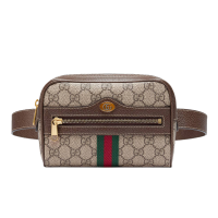 古驰 GUCCI 女包 Ophidia系列乌木色GG帆布腰包 517076 96I3B 8745