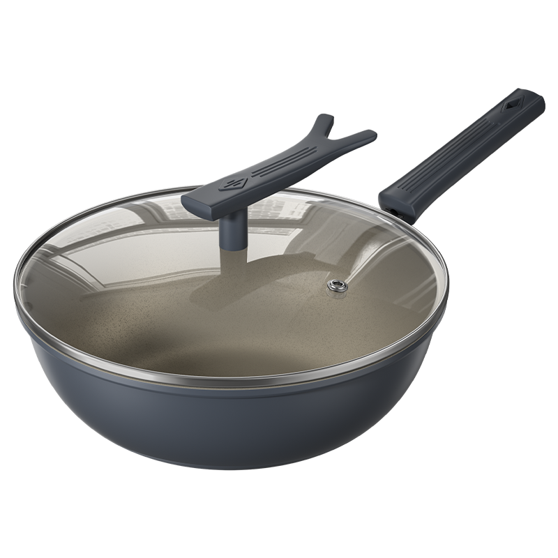 钛锅炒锅不粘锅家用炒菜锅电磁炉专用不沾平底燃气煤气灶可用