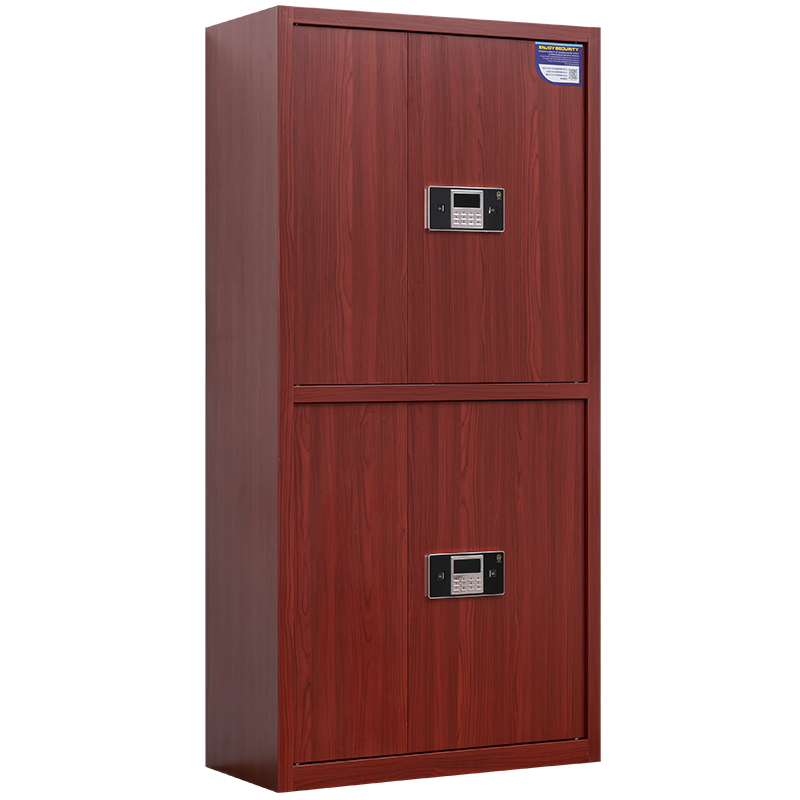 尔迈 电子保密柜双保险密码锁保险柜 红木纹 通双节内二斗