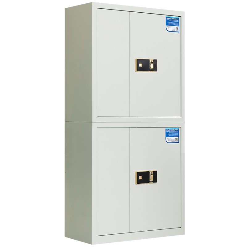 尔迈 指纹保密柜防盗电子指纹锁票据柜 灰白色 分双节下斗