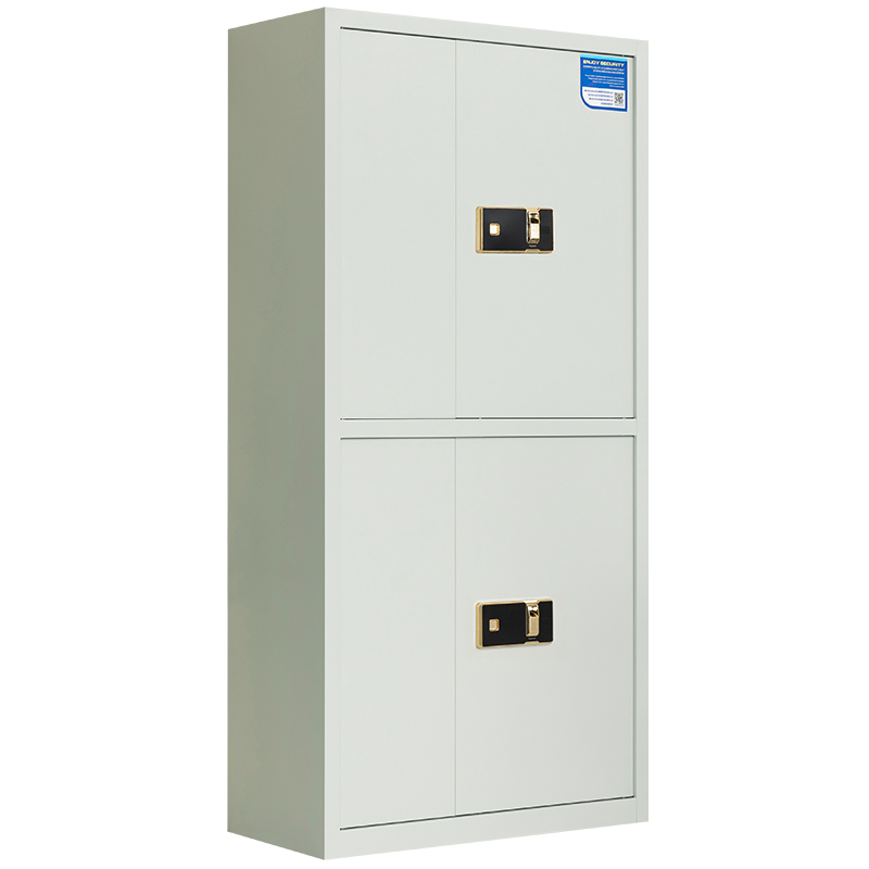 尔迈 保密柜电子指纹锁防盗密码票据柜 灰白色 通双节内二斗