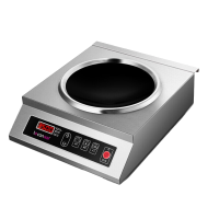 乐创(lecon)商用电磁炉3500W大功率 220V 凹面面不锈钢电磁灶 一键爆炒大火力电池炉 LC-L3A