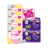 高洁丝 日夜组合卫生巾64片女生姨妈巾(少女肌40片+放肆睡16片+迷你护翼8片)