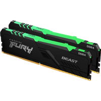 金士顿 (Kingston) FURY 16GB(8G×2)套装 DDR4 3600 台式机内存条 Beast野兽系列 RGB灯条 骇客神条