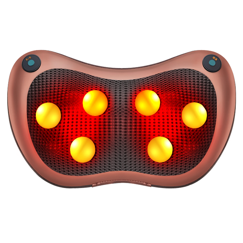 安尚双键六头家车两用按摩枕颈椎肩颈部腰部痛脊椎腰椎仪支持全身电动正反推拿揉捏脖子红光加热按摩器可调节力度一键启动靠椅垫