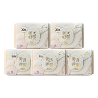 高洁丝奢透蝉翼夜用卫生巾280mm7片*5包共35片 女生姨妈巾官方正品