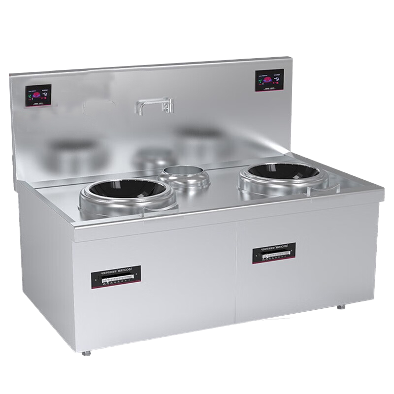 乐创 lecon商用电磁双头单尾小炒灶 10KW*2大功率酒店饭堂企业炒灶 380V LC-J-A10X1