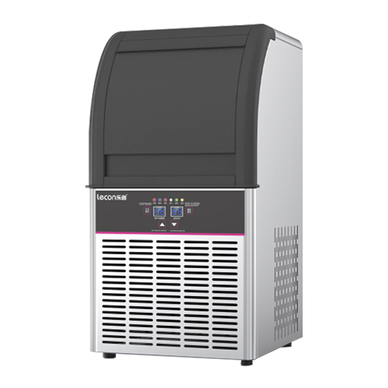 乐创(Lecon)商用制冰机大型奶茶店酒吧大容量桶装水全自动方冰块制作机 55冰格-80公斤 风冷;接入桶装水款