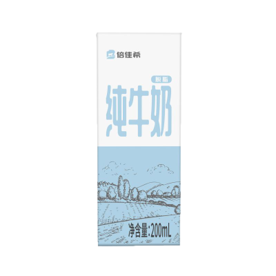 倍佳希脱脂纯牛奶200ml*12*3箱装批发脱脂奶早餐学生儿童奶营养早餐奶