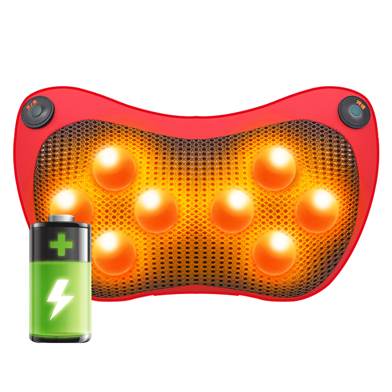 安尚无线充电按摩枕头家用车载两用电动红光加热敷理疗仿生全身肩颈椎腰部腰痛脊椎腰椎仪推拿揉捏脖子靠垫靠背枕正反揉捏按摩仪器