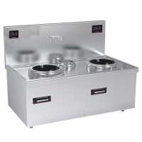 乐创 lecon商用电磁双头单尾小炒灶 12KW*2大功率酒店饭堂企业炒灶 380V LC-J-A12X1