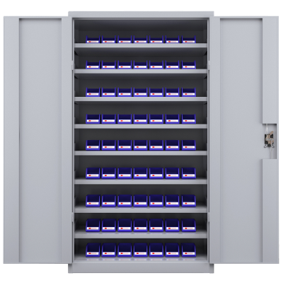 臻远重型五金工具柜铁皮柜双开门置物柜多功能零件柜~八层储物柜灰白色