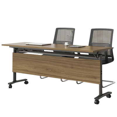 缑氏折叠培训桌简约双人桌子带轮双层会议桌长1600mm宽500mm高750mm(不含椅)