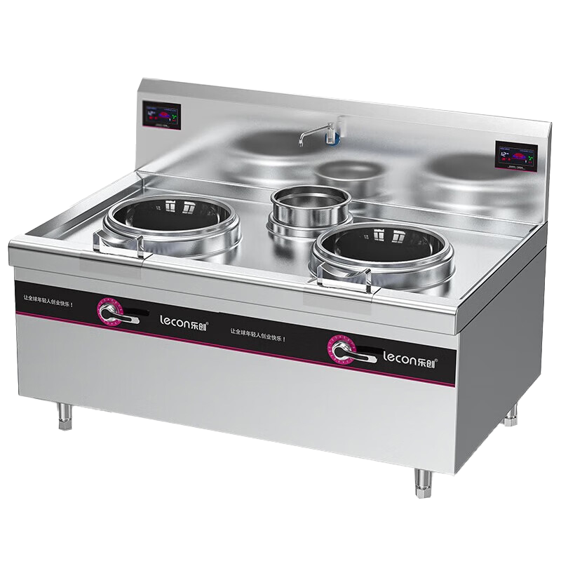 乐创(lecon)商用双头单尾小炒灶 15KW*2酒店饭堂企业电磁灶 LC-J-XCS15D[企业采购]380v