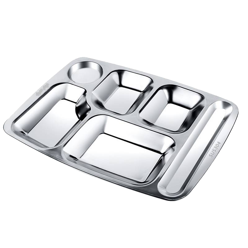 圣威丁 六格不锈钢餐盘套装(餐盘+碗+勺+筷子) 35.5*26.5*2.5cm 1套
