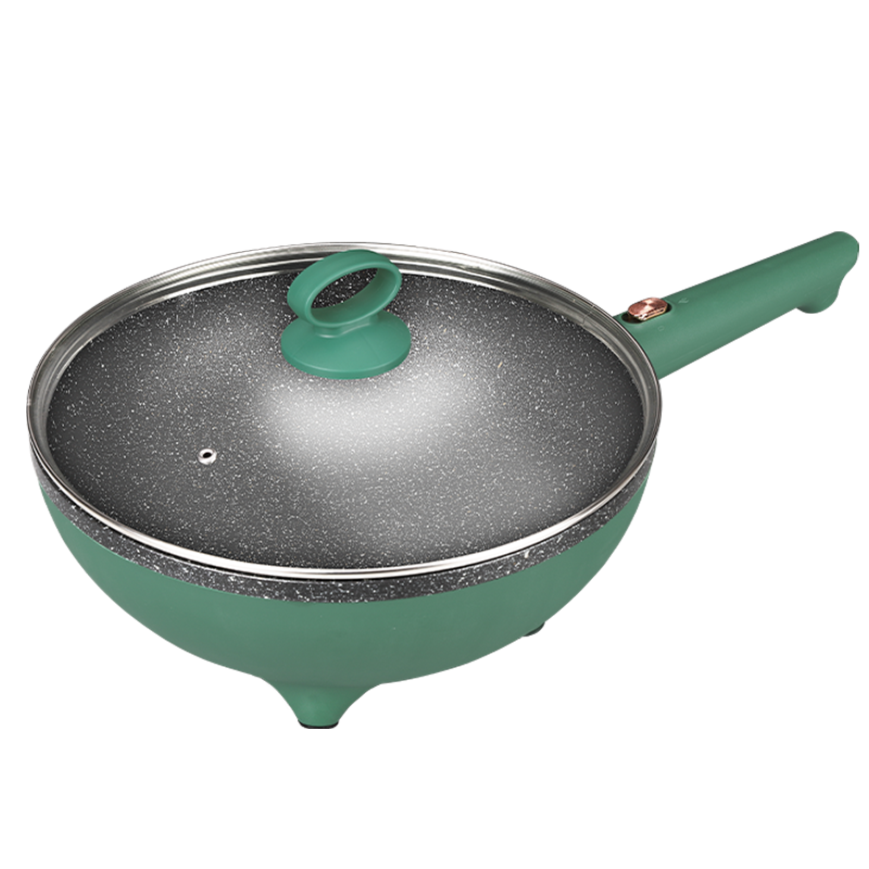 电炒锅 多功能家用电炒菜炒锅手持不粘锅插电大功率爆炒电锅煎炒蒸煮 BY-2801