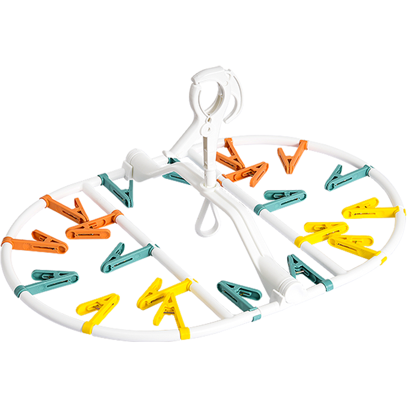 JEKO&JEKO塑料晾衣架袜子内衣阳台多夹子防风晾晒架可折叠旋转方形椭圆夹子