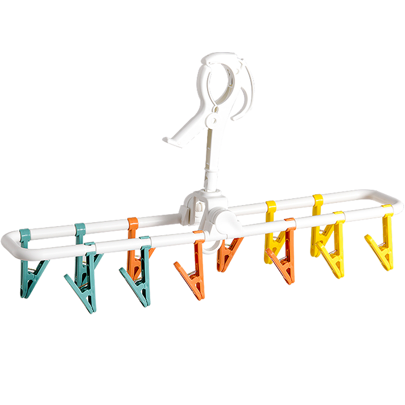 JEKO&JEKO多功能衣架折叠家用晾晒架多夹子袜子架晾袜架裤架裤夹12夹