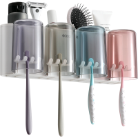 躬亲牙刷置物架免打孔漱口杯刷牙挂墙式卫生间壁挂收纳盒牙缸套装