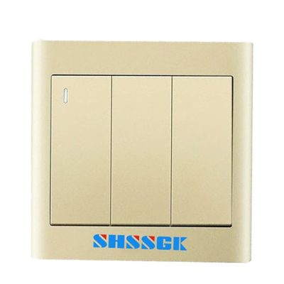 赛时工控(SHSSGK)SKS8-E2132 三位单极带荧光开关面板 单位(个)金色