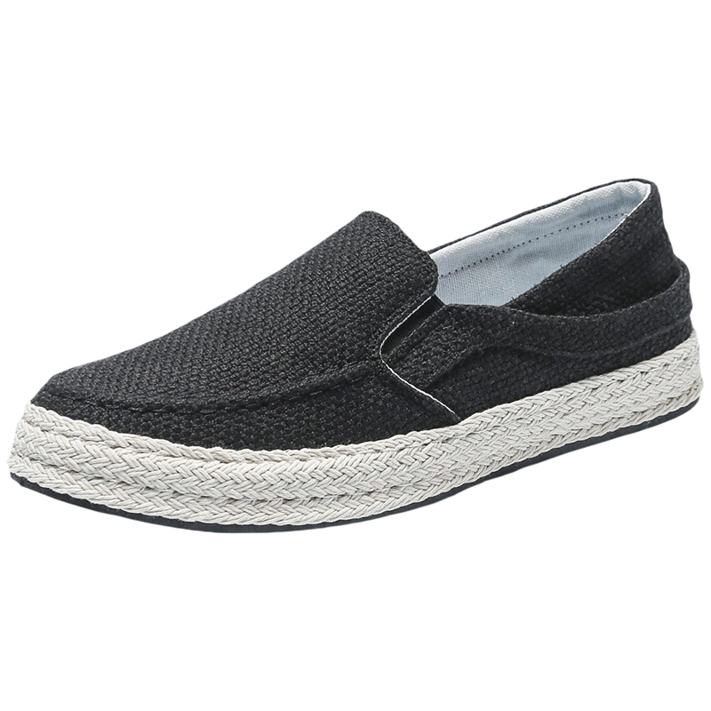 [线下专柜同款]卡帝乐鳄鱼(CARTELO)新款亚麻布一脚蹬男鞋时尚休闲鞋男士潮流板鞋百搭懒人鞋帆布鞋