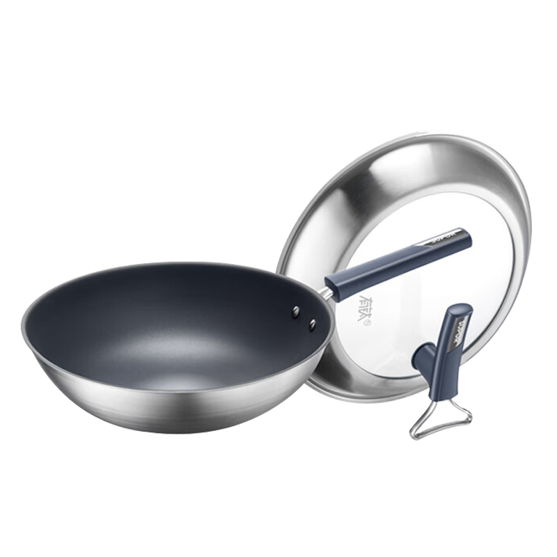 苏泊尔(SUPOR) 有钛2代无涂层不锈钢不粘炒锅30cm炒菜锅 EC30JGC03