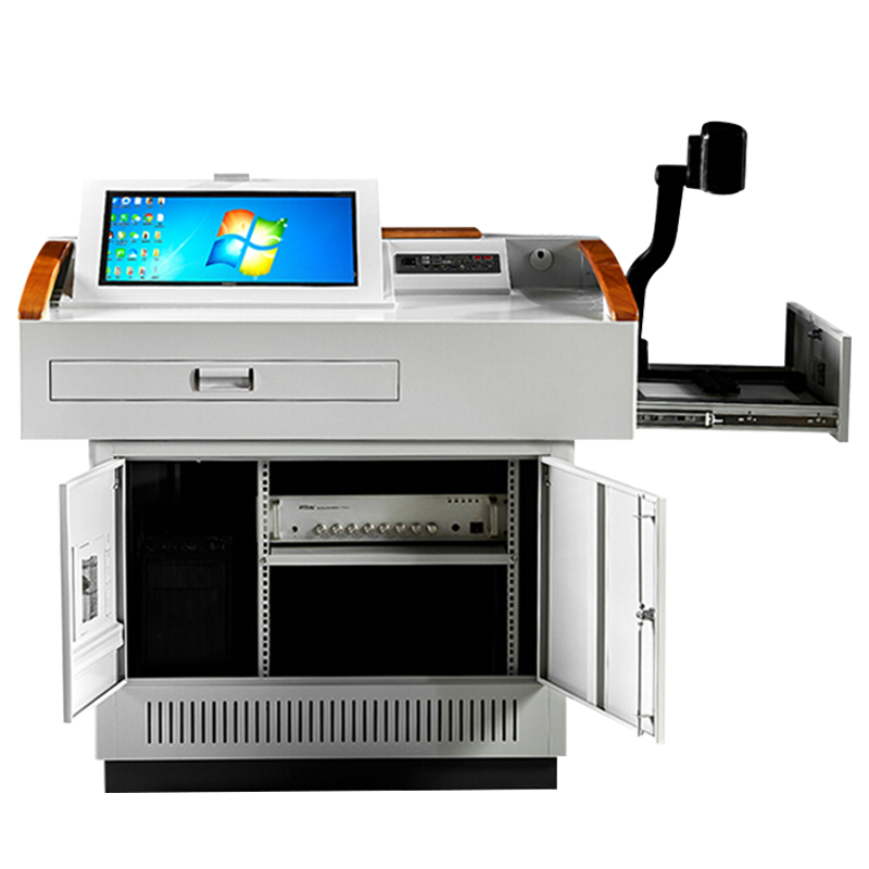 鑫升顺学校多媒体讲台钢制讲台演讲台中控讲台办公桌操作台1140*800*1000mm(钢面款)(不含显示器)