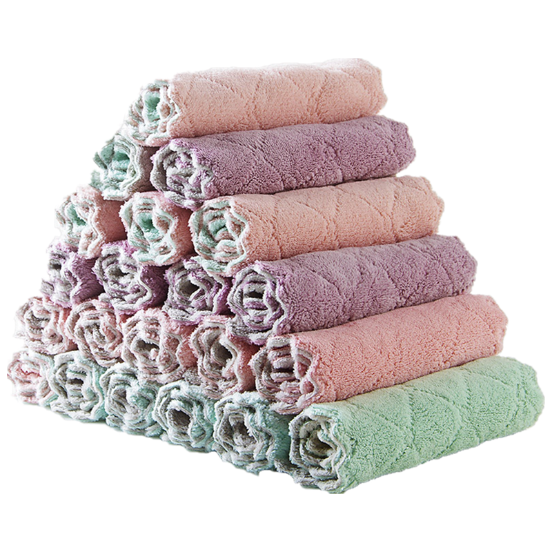 斜月三星[5条装]厨房抹布洗碗布 易清洗 不易沾油,不易掉毛耐用结实