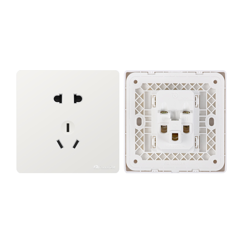 飞雕(FEIDIAO)开关插座 无框大板纯平暗装10A正五孔 家用插座联体二三插 A7优雅白五孔