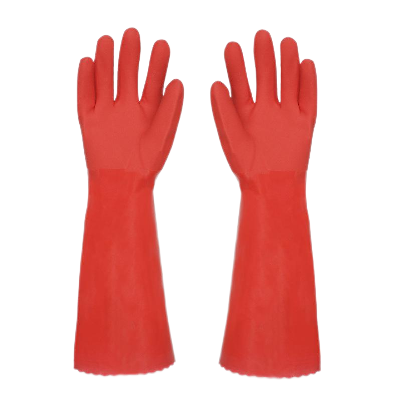 谐晟 家务手套冬季加绒加长厨房清洁洗碗防水劳保橡胶皮加棉手套 45CM手套 2副